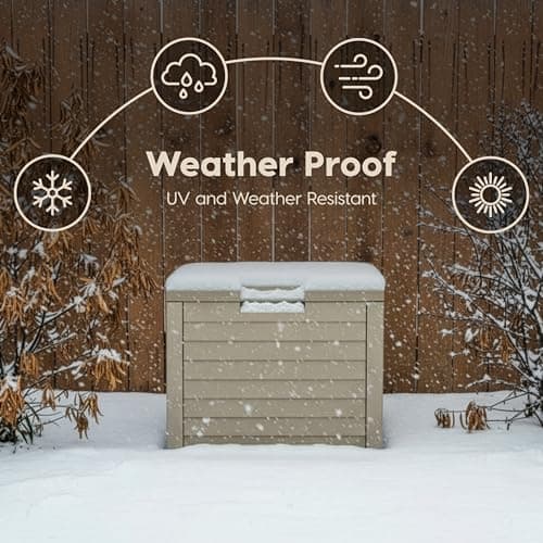 IRIS USA 35 Gallon Outdoor Deck Box, Lockable, Weather-Resistant, Beige thumbnail 5