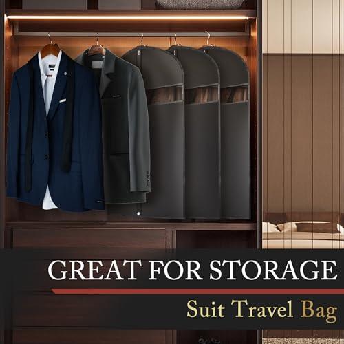 Hleelomi 5 Pack 40-inch Suit Bag Garment Bag for Travel and Storage, Garment Bags for Hanging Clothes with Zipper and Visible Transparent Window, Black thumbnail 7