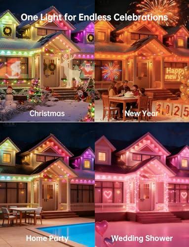 Miniatura de Luces Exteriores Permanentes Inteligentes RGB de 200 Pies, Control App/Remoto, Música, IP65 3