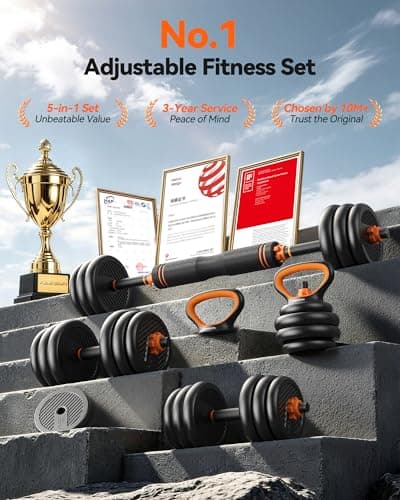 FEIERDUN Adjustable Dumbbells, 45lbs Free Weight Set with Connector, 4 in1 Dumbbells Set Used as Barbell, Kettlebells, Push up Stand, Fitness Exercises for Home Gym Suitable Men/Wo thumbnail 2
