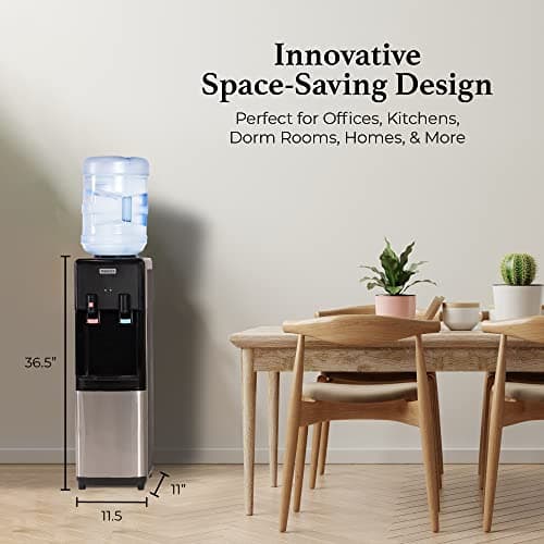 Igloo Top Loading Water Cooler with Removable Tray & Energy-Saving Features - Water Tower with Hot, Cold Temperature Settings- Water Dispenser Fits 3 & 5-Gallon Jugs with Child Saf