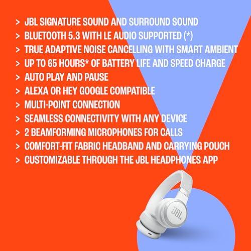 JBL Live 670NC - Wireless On-Ear Headphones with Adaptive Noise Cancelling with Smart Ambient, Up to 65H Battery Life with Speed Charge, Lightweight, Comfortable and Foldable Desig thumbnail 6