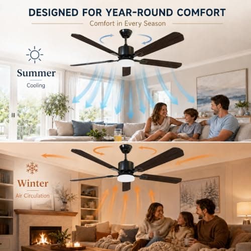 STANDLE 42 Inch Ceiling Fans with Lights and Remote Control, Black