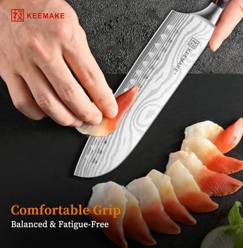 KEEMAKE 7" Santoku Knife, Razor Sharp Chef Knife with Ergonomic Handle thumbnail 6