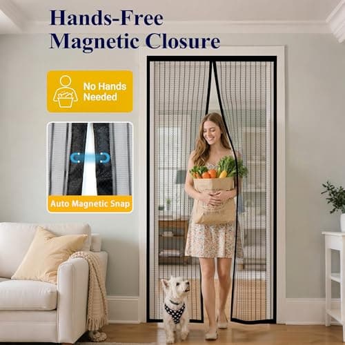 Door Net Screen with Magnet, Fits 36" x 82" Doors, 36 Magnets Auto Close
