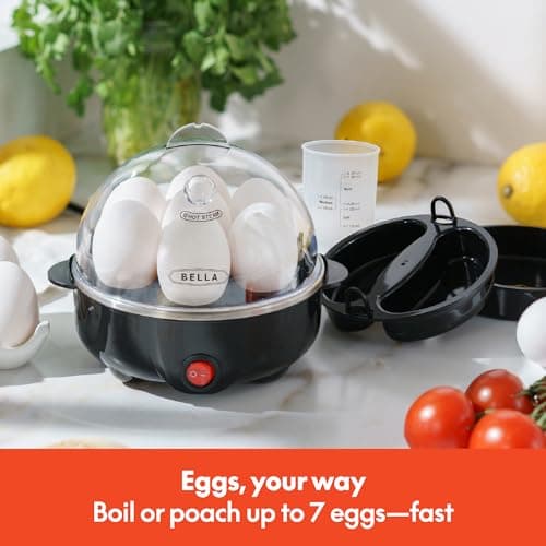 BELLA Egg Cooker, Rapid Boiler & Poacher, Meal Prep Essential, Family Sized Meals: Make Up To 7 Large Boiled Eggs, Dishwasher Safe Lid with Cool-Touch Handles, Poaching Tray Includ thumbnail 2