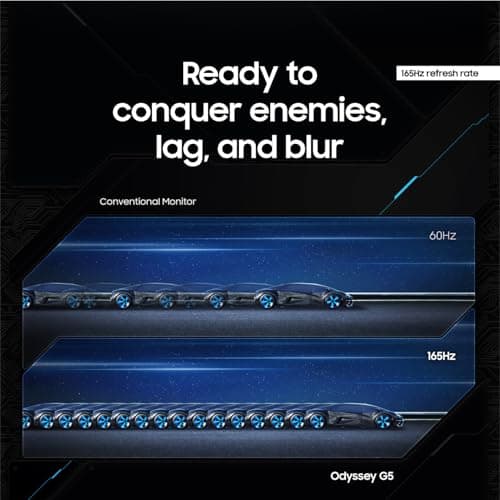 Samsung 34' Odyssey G5 Ultra-Wide Gaming Monitor with 1000R Curved Screen | 165Hz, 1ms, FreeSync Premium, Large Display, Eye Comfort, Multiple Ports, WQHD (LC34G55TWWNXZA)