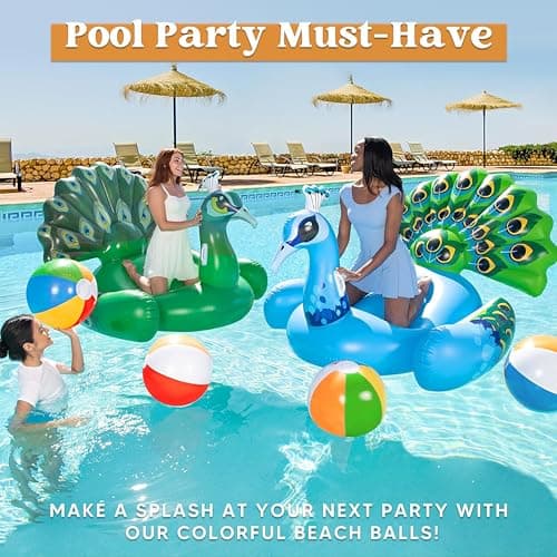 JOYIN 4-Pack 20" Beach Balls - Large Rainbow Beach Ball Inflatable Pool Toys for Party Supplies Decorations, Adults Kids Birthday Luau Summer Beach Water Games Beachball Party Favo thumbnail 7