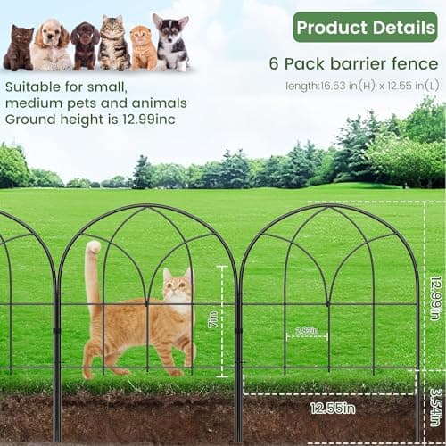 Youpehom Small 12.55"*16.53" Decorative Garden Fencing Border, No Dig Fences Barrier, Black Metal Fence, Garden Edging Fence Panel, Dog Fence Outdoor for Yard, Flower Bed (6 pcs) thumbnail 3
