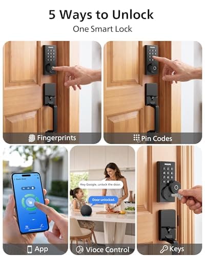 Philips Wi-Fi Smart Door Lock with Handle Set, Keypad Deadbolt for Front Door, Fingerprint Keyless Entry Door Lock with App Remote Control, IP53 Waterproof, Auto Lock, Security Eas thumbnail 5