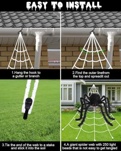 Brighter Spider Webs Halloween Decorations Lights,Halloween Decor thumbnail 6