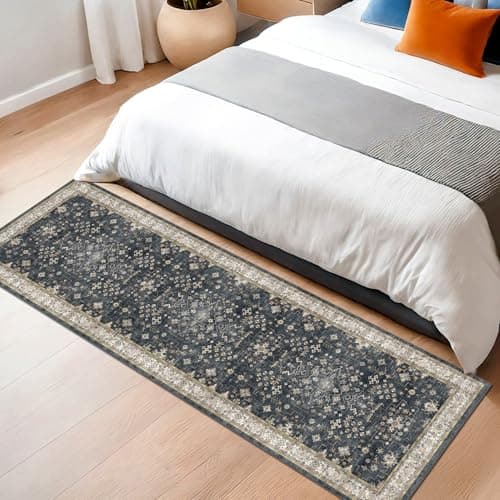 Black Boho Washable 2x6 Runner Rugs for Hallway Kitchen Bedroom Beside Laundry Room Bathroom Rug, Pet & Kids Friendly, Non Slip Low Pile Stain Resistant Soft Foldable Long 24 x 72  thumbnail 6