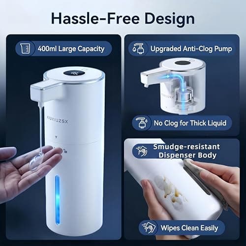 Automatic Soap Dispenser Liquid Touchless Upgrade Pump Uneasy Plugging Wall Mounted USB Rechargeable, 4-Level Adjustable 13.52oz Modern Electric Hand Soap Dispenser Kitchen Bathroo thumbnail 4