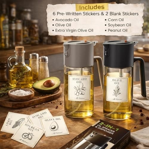 Rociador de Aceite Costop Profesional 500ml 3-en-1 | Vidrio Antifugas para Freidora de Aire y BBQ | Libre de BPA