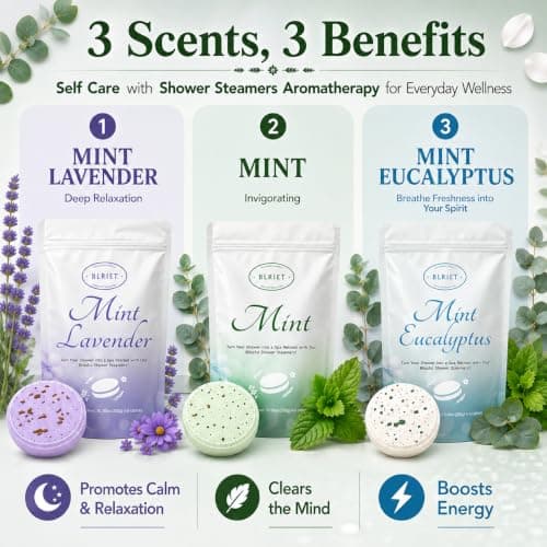 Blriet Shower Steamers Aromatherapy 18 Pack Gifts for Women Mom Wife | Teen Girls Christmas White Elephant Gift Stocking Stuffers Spa Natural Essential Oils Stress Relief Eucalyptus Mint Lavender