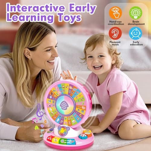 Toys for 1 2 3 Years Old Boys Girls, Musical Spin & Sing Alphabet Zoo with Lights & Sounds, Learning Educational Toys for Toddler 1-3, Christmas Birthday Gifts for Baby Kids Age 6-