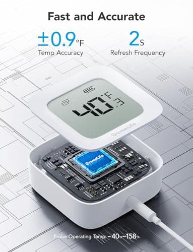 Miniatura de GoveeLife WiFi Refrigerator Thermometer with Alarm, Wireless Digital Freezer Temperature Gauge with App Control, LCD Display, 2 Years Free Data Export, for Home Kitchen Fridge Hot  5