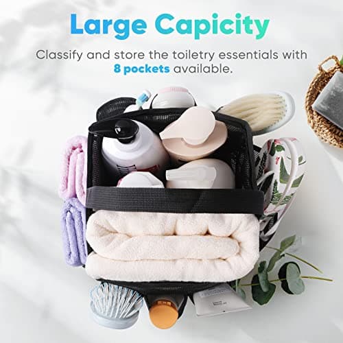 EUDELE Mesh Shower Caddy Portable for College Dorm Room Essentials, Shower Caddy Dorm with 8-Pocket Large Capacity for Beach, Swimming, Gym, Travel essentials thumbnail 2