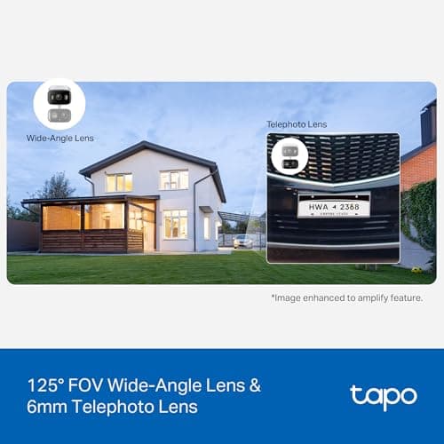 Tapo 2K Indoor/Outdoor Dual Lens Pan/Tilt Wired Security Camera - 125° Wide-Angle View + 6mm Zoom, Motion Track, Person/Vehicle Detection, Local Storage or Optional Cloud, C246D thumbnail 3