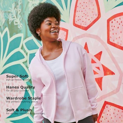 Miniatura de Sudadera Hanes EcoSmart de Mujer con Cierre Completo, Azul Marino, Grande 5