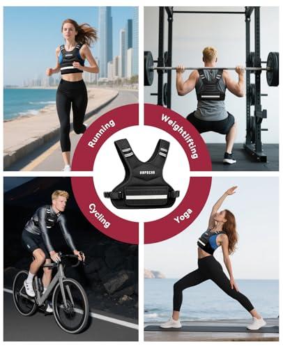 HAPBEAR Adjustable Weighted Vest for Men and Women, 4-10lbs with 6 Ironsand Weights and Large Pocket, Weight Vest for Workout, Strength Training, Running, Walking, Muscle Building,