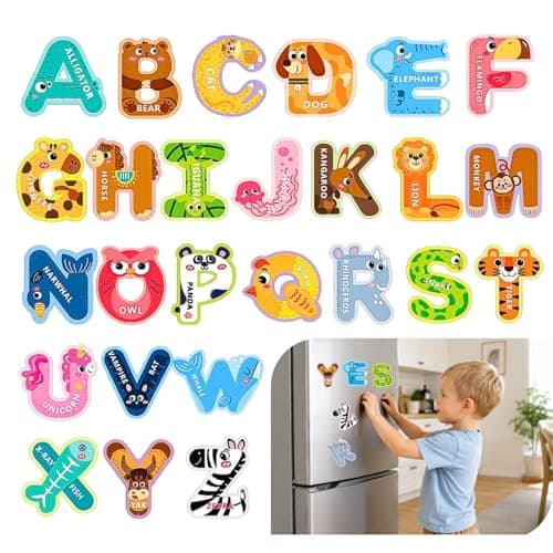 Imanes de Letras ABC para Refrigerador - Set Educativo con Animales para Niños