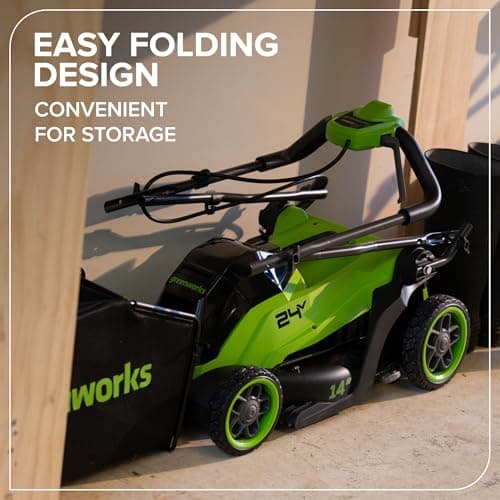 Greenworks 24V 14 in Push Lawn Mower, 5.0 Ah Battery and Charger thumbnail 5
