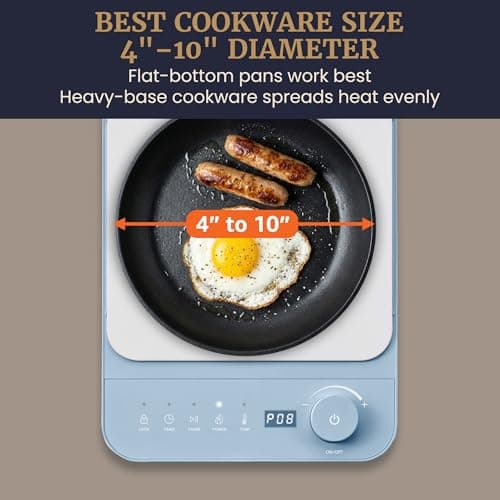 Miniatura de Parrilla de Inducción Portátil Elite Gourmet Slim 1500W con 10 Niveles, Control de Temp. y Diseño Ultra Delgado 6