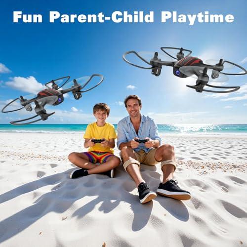 Drone with Camera 1080P HD, Remote Control Mini Drones for Kids and Adults, RC Quadcopter with One-Key Takeoff/Landing, Altitude Hold, 3D Flip, Gesture Selfie, 2 Batteries Drone 