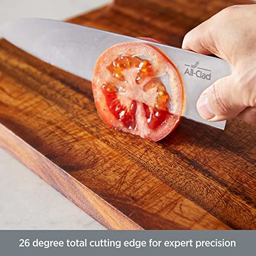 All-Clad Forged German Stainless Steel Chef's Knife, 8 inch | Fully Forged, Sharp and Cryo-hardened blades, Expert Precision with 26-degree cutting edge, Triple-riveted handle
