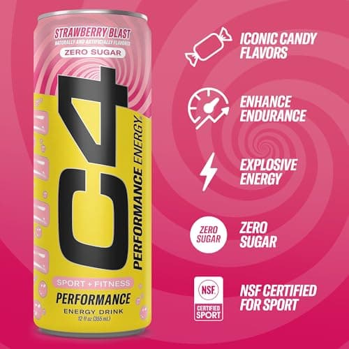 Miniatura de C4 Performance Energy Carbonatado 4 Latas Sabor Fresa Explosiva (12 oz) 3