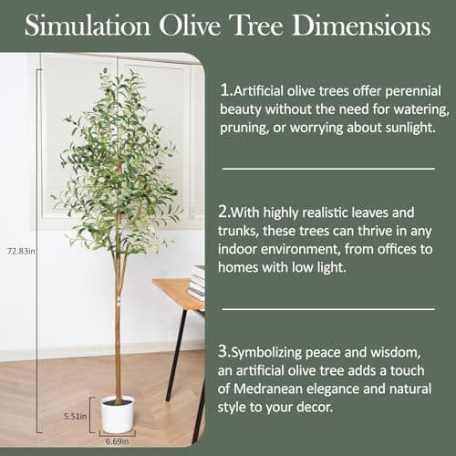 Miniatura de Olivo Artificial Sillaff de 6 Pies con Maceta y Frutos para Interiores 6
