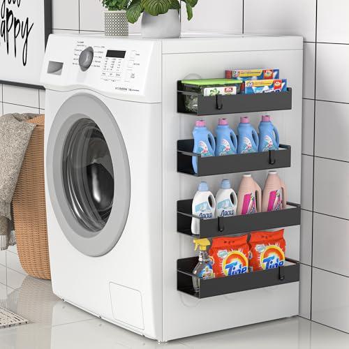 HuggieGems 4 Pack Magnetic Spice Rack Organizer for Refrigerator and Oven, Black Fridge Organizers and Storage for Kitchen thumbnail 6