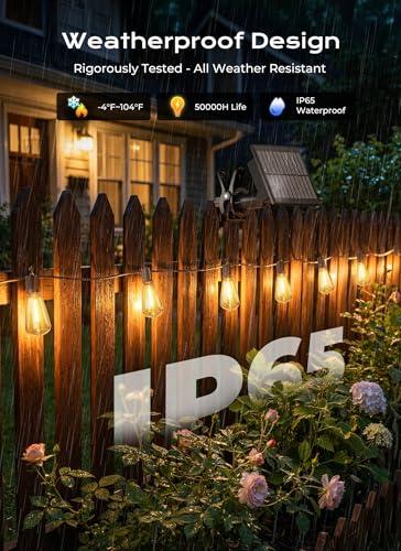 Brightown 52FT Solar String Lights Outdoor Waterproof, Patio Lights with Remote and 15+1 LED Shatterproof Bulbs, Dimmable & Timable, 3 Light Modes, Solar Lights Outdoor for Yard Ga thumbnail 3