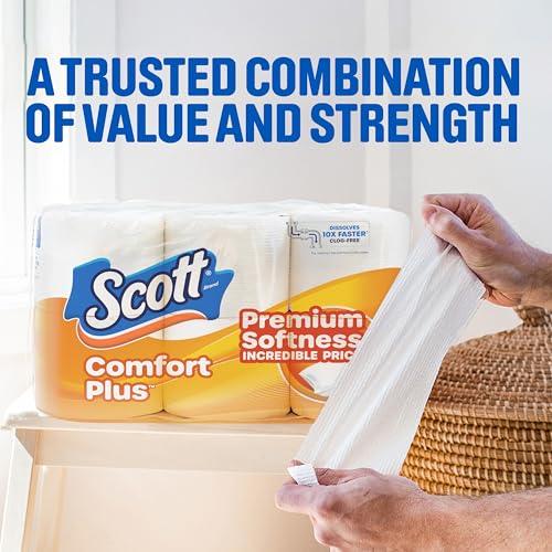 Scott ComfortPlus Toilet Paper, 12 Triple Rolls, 231 Sheets per Roll, Septic-Safe, 1-Ply Toilet Tissue thumbnail 4