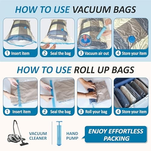 Cozy Essential Vacuum Storage Bags, 80% Compression Vacuum Seal Space Saver Plastic Packaging Bags for Clothes, Blankets, Pillow, Bedding, Comforters, Sealer Clothing Storage,20 Co