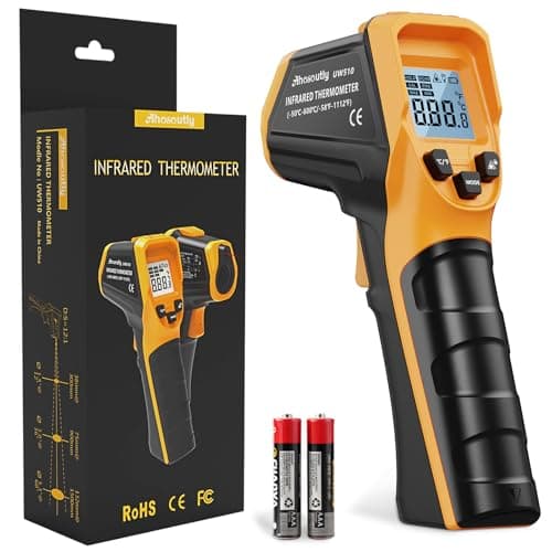 Termómetro Infrarrojo Láser Ahosoutly -58°F a 1112°F con Calibración CAL y Emisividad Ajustable