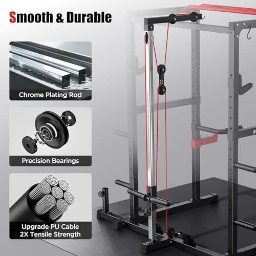 SPORTSROYALS Power Rack, Multi-Functional Power Cage, Squat Rack with Pulley System & LAT Pull Down, Workout Cage with J Hooks for Home Gym thumbnail 4