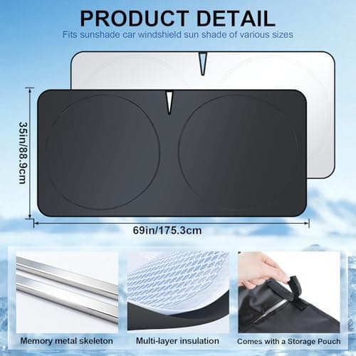 Miniatura de Parasol Universal Plegable JUSTTOP 300T de Doble Capa para Parabrisas 3