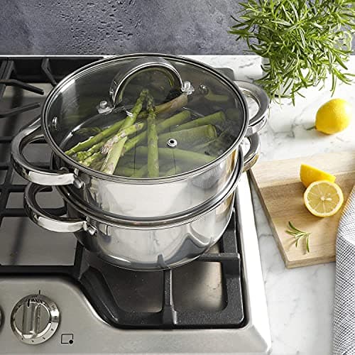 Oster Dutch Oven with Steamer Basket 3-Quart - Sangerfield Stainless Steel, Stovetop Steamer for Vegetables, Rice & Tamales, Dishwasher Safe thumbnail 3