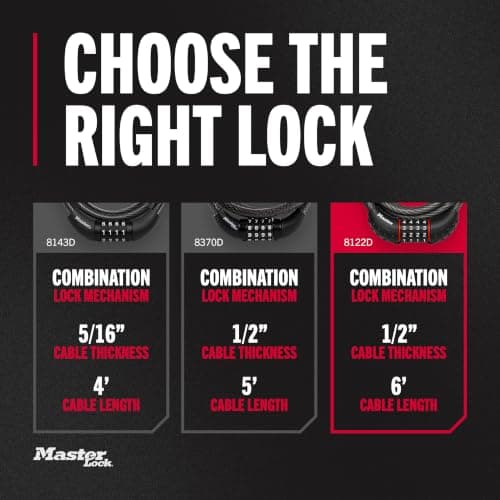 Miniatura de Master Lock 6 ft Cable Bike Lock 4-Digit Combination 1/2 in Diameter 8122D 7