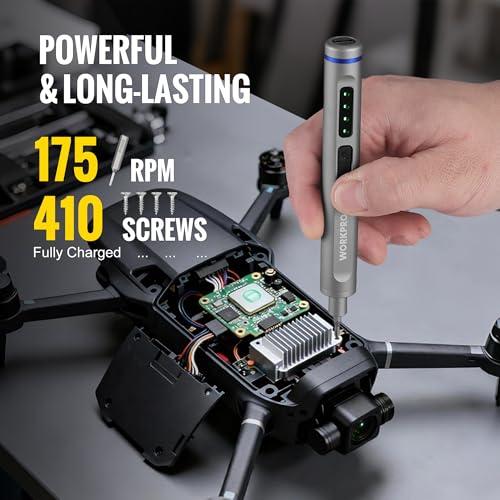 WORKPRO Mini Electric Screwdriver with Magnetizer, 36 S2 Steel Bits & 2 Pry Bars, 3.7V Rechargeable Precision Screwdriver Set for Phone Camera Laptop thumbnail 2