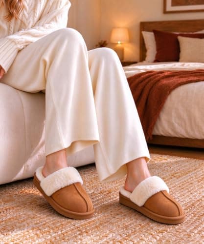 Litfun Fuzzy Slippers for Women Memory Foam Indoor House Shoes | Warm Fluffy Lining, Faux Suede Upper, Cushioned Comfort, Non-Slip Sole, Machine Washable, Indoor and Outdoor, Gifts for Women thumbnail 2