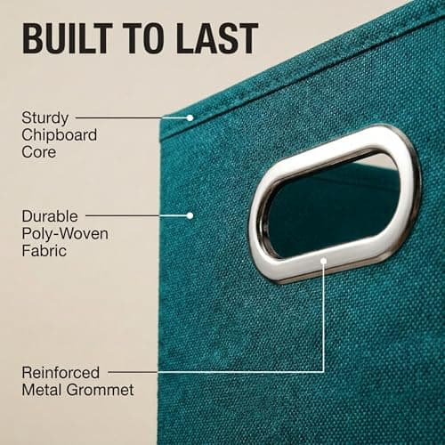 Household Essentials Fabric Storage Cubes 6 Pack – 11x11x11 Foldable Non-Woven Bins with Chipboard Sides & Grommet Handles – Stackable Cube Organizer for Closet, Nursery, Shelf, or thumbnail 7