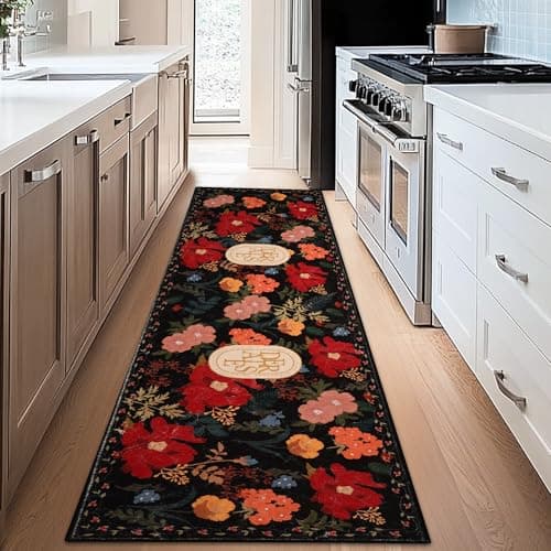 ROTTOGOON Hallway Runner Rug 2'x6' Washable Soft Floral Rug with Rubber Backing Stain Resistant Non-Slip Bohemian Runner Rugs for Hallway Entryway Laundry Room Kitchen Bathroom