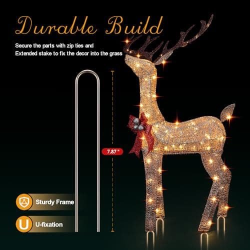 Set de 3 Renos Navideños Iluminados FUNNGO para Exterior con Luces LED