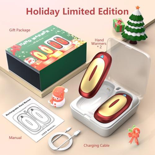 3-in-1 Electric Hand Warmers Rechargeable 2 Pack,14000mAh Portable Dual-Sided Handwarmer with Charging Case, 3 Levels Fast Heating Pocket Warmers,Gifts for Men,Women,Raynauds,Hunti thumbnail 8