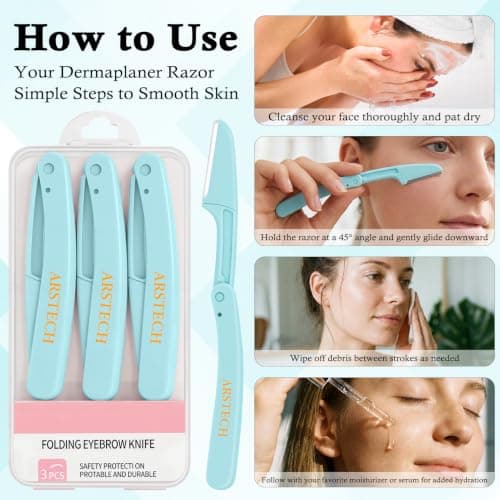 Set de 12 rastrillos dermaplaning para rostro y cejas