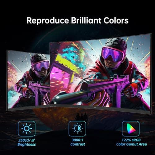 KTC 32 Inch Curved Gaming Monitor, FHD 1080P 165Hz PC Monitor, 1500R, 122% sRGB with HDR, FreeSync Premium, HDMI 2.0x2, DisplayPort 1.4, VESA Compatible, Tilt Adjustable, Eye Care, thumbnail 6