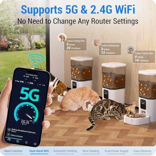 Automatic Cat Feeder with 5G WiFi: Automatic Dog Feeder with Slow Feed & Smart APP Control, 7L Timed Auto Cat Food Dispenser with Alexa for Pets, Detachable for Easy Cleaning - 29 